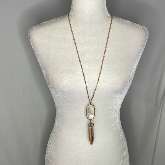 Kendra Scott rayne long gold necklace with mother of pearl and tassel - Picture 1 of 3